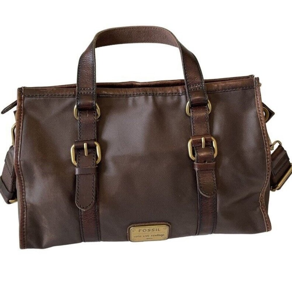 FOSSIL Maddox Vintage Convertible Crossbody Handbag Satchel Purse Bag Leather - Picture 1 of 12